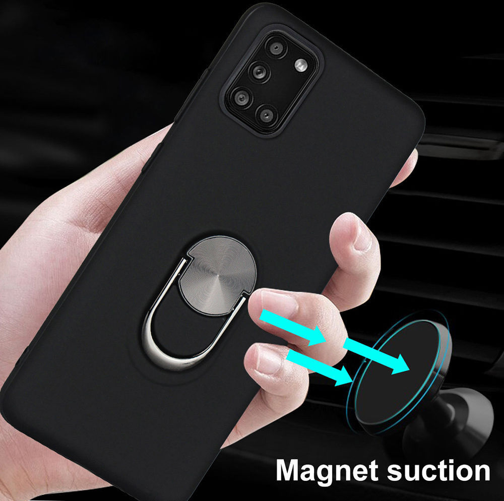 Samsung Galaxy A31 Hoesje met Kickstand Ring Back Cover Donker Blauw afbeelding 6