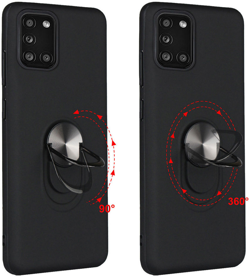 Samsung Galaxy A31 Hoesje met Kickstand Ring Back Cover Donker Blauw afbeelding 9