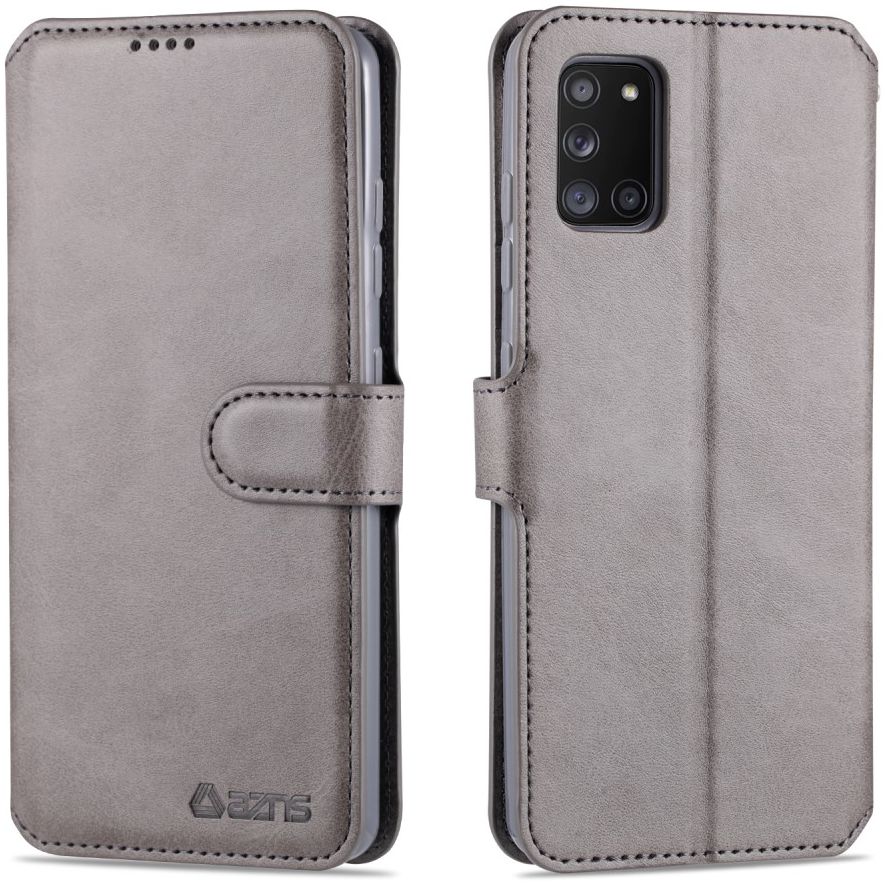 AZNS Samsung Galaxy A31 Hoesje Wallet Book Case met Stand Grijs afbeelding 4
