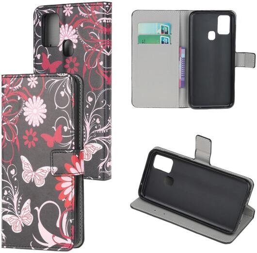 Samsung Galaxy M31 Portemonnee Hoesje Print Roze Vlinders afbeelding 3