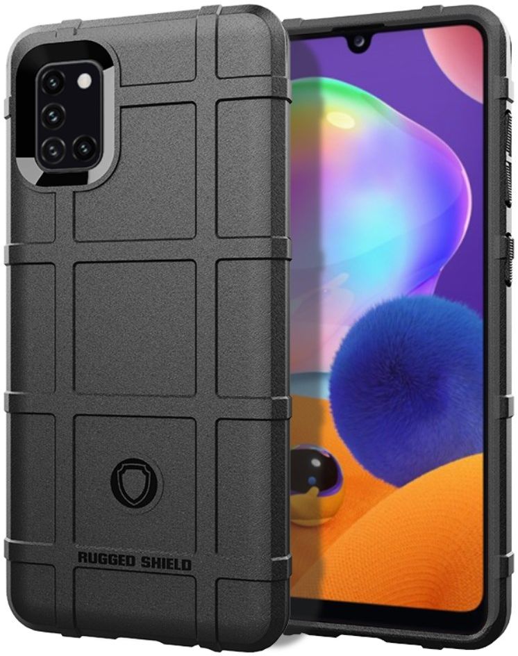 Samsung Galaxy A31 Hoesje Shock Proof Rugged Shield Back Cover Zwart afbeelding 1