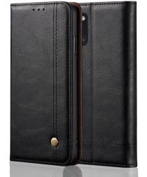 Samsung Galaxy A31 Hoesje Vintage Portemonnee Book Case Zwart