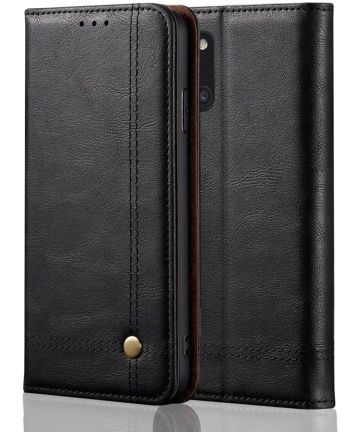 Samsung Galaxy A31 Hoesje Vintage Portemonnee Book Case Zwart Hoesjes