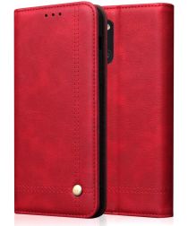 Samsung Galaxy A31 Hoesje Vintage Portemonnee Book Case Rood