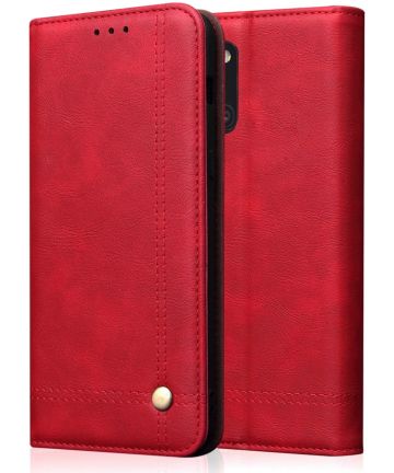 Samsung Galaxy A31 Hoesje Vintage Portemonnee Book Case Rood Hoesjes