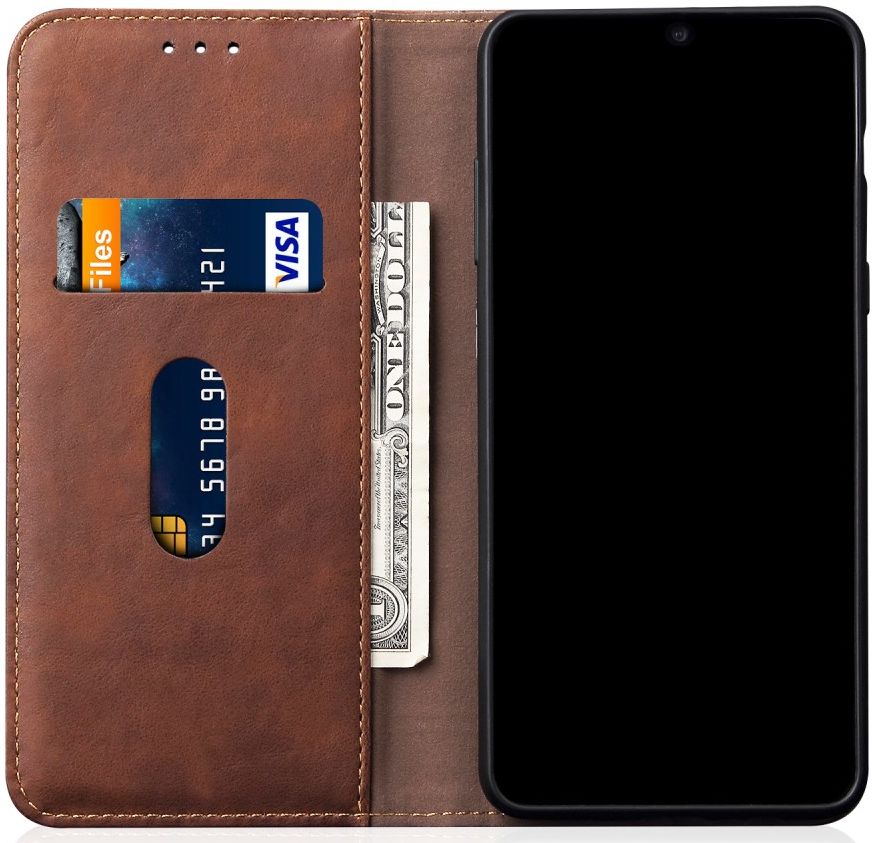 Samsung Galaxy A31 Hoesje Vintage Portemonnee Book Case Coffee afbeelding 2