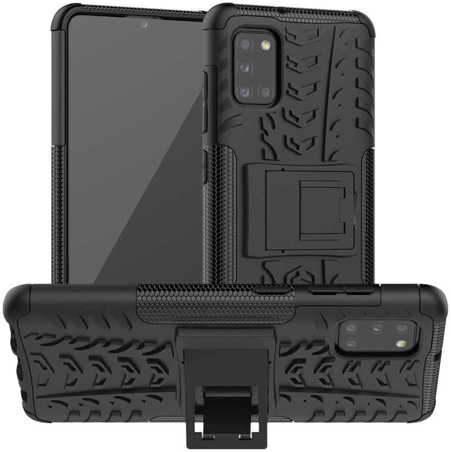 Samsung Galaxy A31 Hoesje Hybride Robuuste Back Cover Zwart afbeelding 2