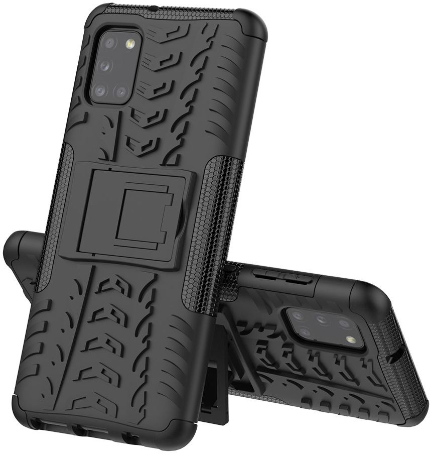 Samsung Galaxy A31 Hoesje Hybride Robuuste Back Cover Zwart afbeelding 1