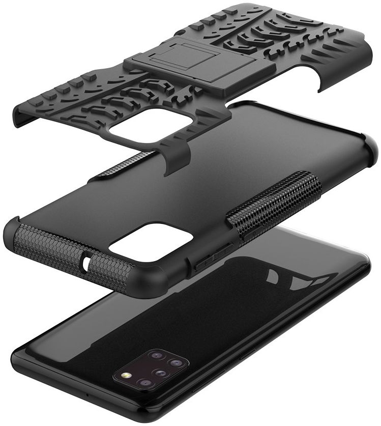 Samsung Galaxy A31 Hoesje Hybride Robuuste Back Cover Zwart afbeelding 4