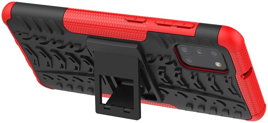Samsung Galaxy A31 Hoesje Hybride Robuuste Back Cover Zwart Rood afbeelding 5