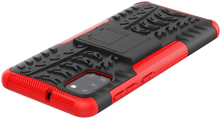 Samsung Galaxy A31 Hoesje Hybride Robuuste Back Cover Zwart Rood afbeelding 8