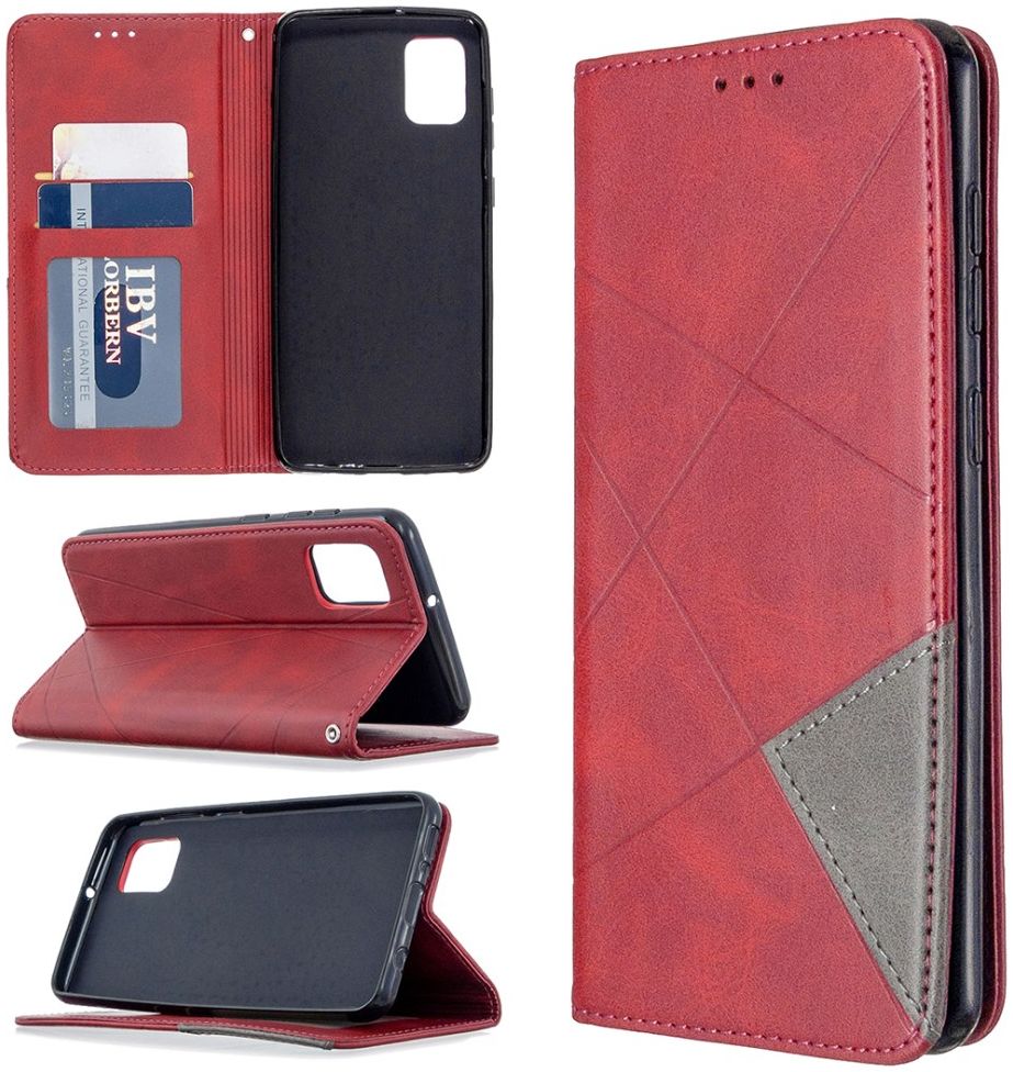 Samsung Galaxy A31 Hoesje Portemonnee Book Case Geometrie Design Rood afbeelding 9