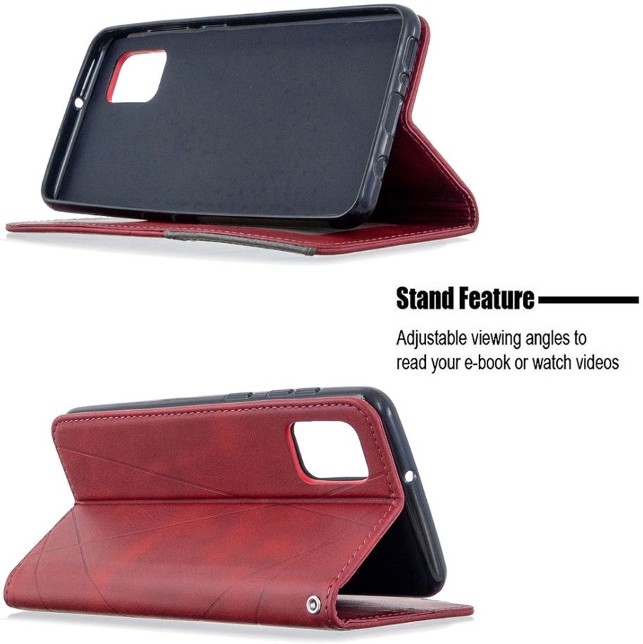 Samsung Galaxy A31 Hoesje Portemonnee Book Case Geometrie Design Rood afbeelding 5