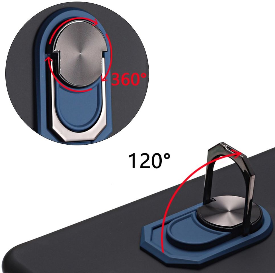 Samsung Galaxy A31 Hoesje met Magnetische Ring Kickstand Zwart Blauw afbeelding 3