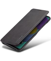 Samsung Galaxy A31 Hoesje Retro Book Case Kunstleer Zwart