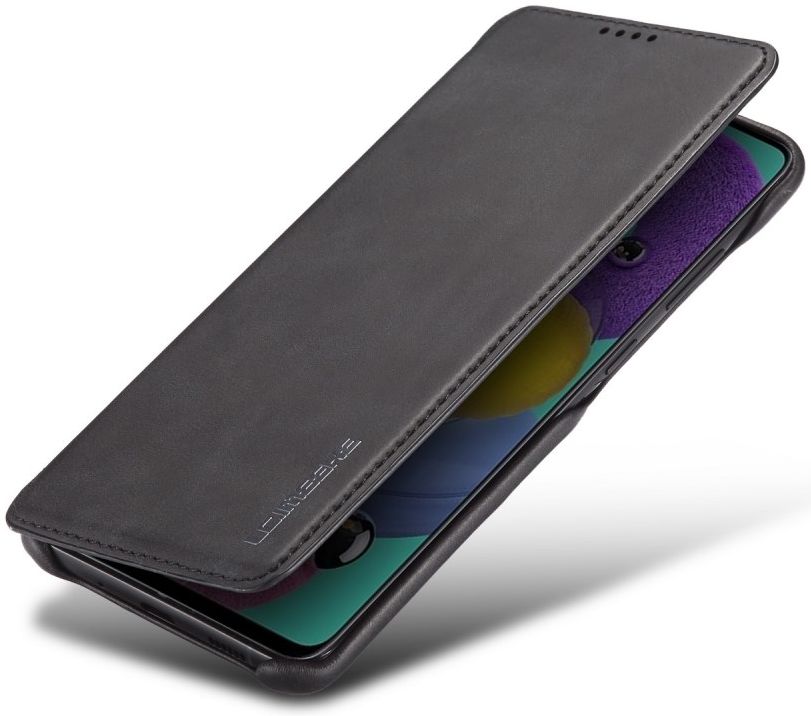 Samsung Galaxy A31 Hoesje Retro Book Case Kunstleer Zwart afbeelding 1