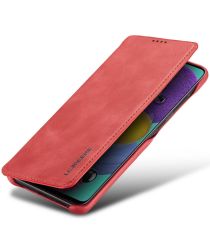 Samsung Galaxy A31 Hoesje Retro Book Case Kunstleer Rood