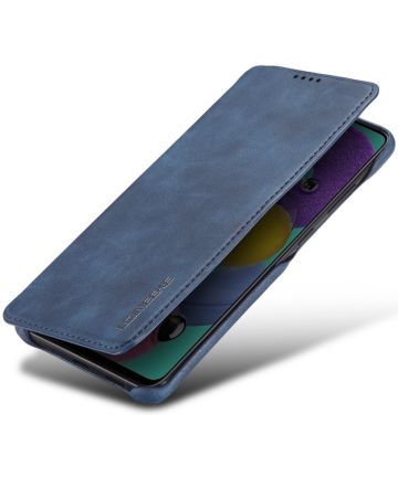 Samsung Galaxy A31 Hoesje Retro Book Case Kunstleer Blauw Hoesjes