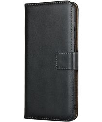 Samsung Galaxy A31 Hoesje Wallet Book Case Echt Leer Zwart