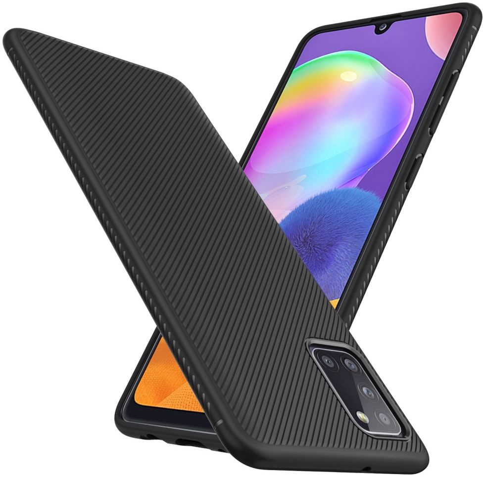 Samsung Galaxy A31 Hoesje Twill Slim Textuur Back Cover Zwart afbeelding 2