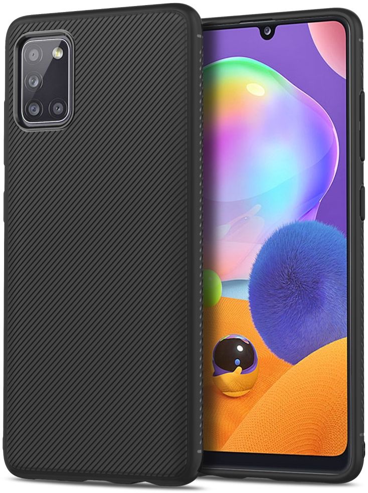 Samsung Galaxy A31 Hoesje Twill Slim Textuur Back Cover Zwart afbeelding 1