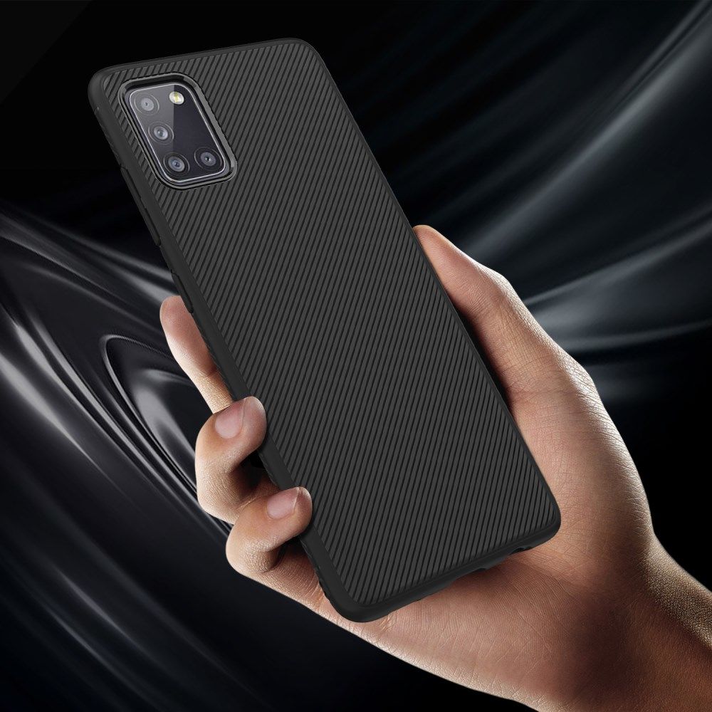Samsung Galaxy A31 Hoesje Twill Slim Textuur Back Cover Zwart afbeelding 6