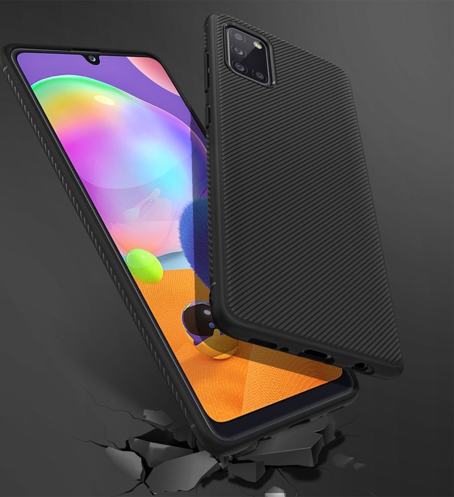 Samsung Galaxy A31 Hoesje Twill Slim Textuur Back Cover Zwart afbeelding 7