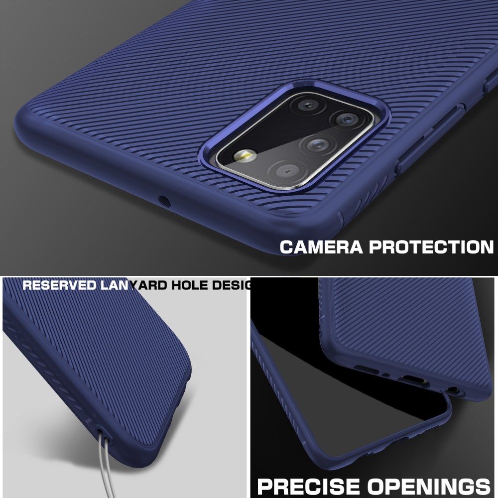 Samsung Galaxy A31 Hoesje Twill Slim Textuur Back Cover Donker Blauw afbeelding 5