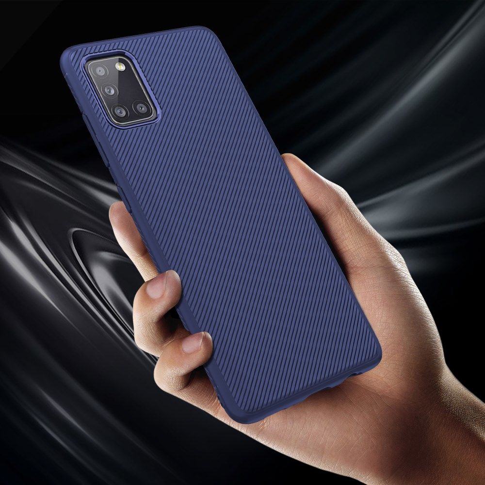 Samsung Galaxy A31 Hoesje Twill Slim Textuur Back Cover Donker Blauw afbeelding 6