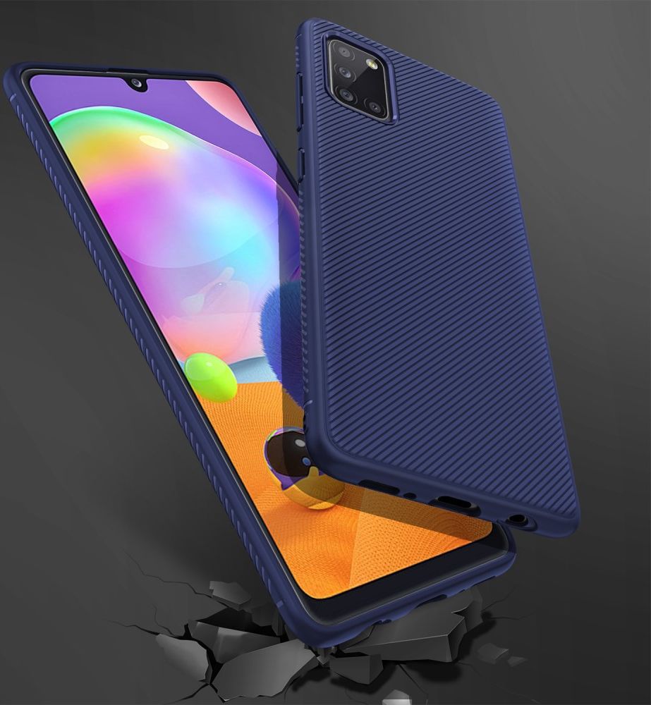 Samsung Galaxy A31 Hoesje Twill Slim Textuur Back Cover Donker Blauw afbeelding 7