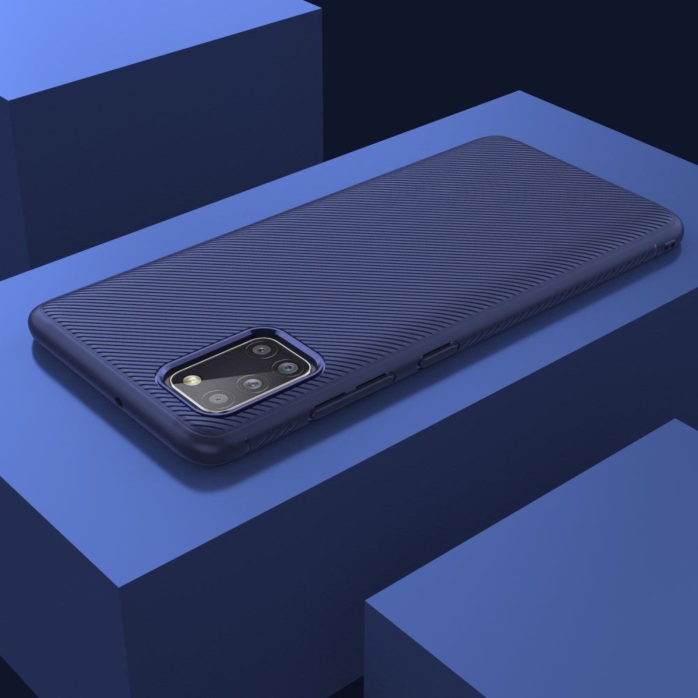 Samsung Galaxy A31 Hoesje Twill Slim Textuur Back Cover Donker Blauw afbeelding 8