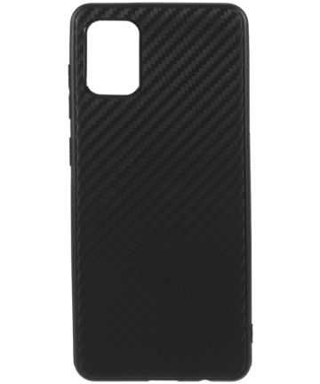Samsung Galaxy A31 Hoesje Dun TPU Carbon Fiber Back Cover Zwart Hoesjes