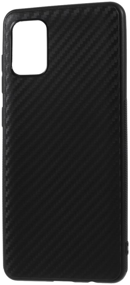Samsung Galaxy A31 Hoesje Dun TPU Carbon Fiber Back Cover Zwart afbeelding 2