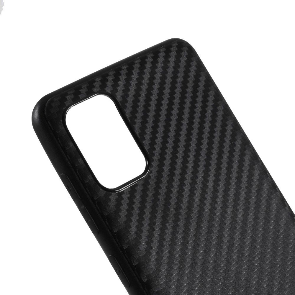 Samsung Galaxy A31 Hoesje Dun TPU Carbon Fiber Back Cover Zwart afbeelding 4