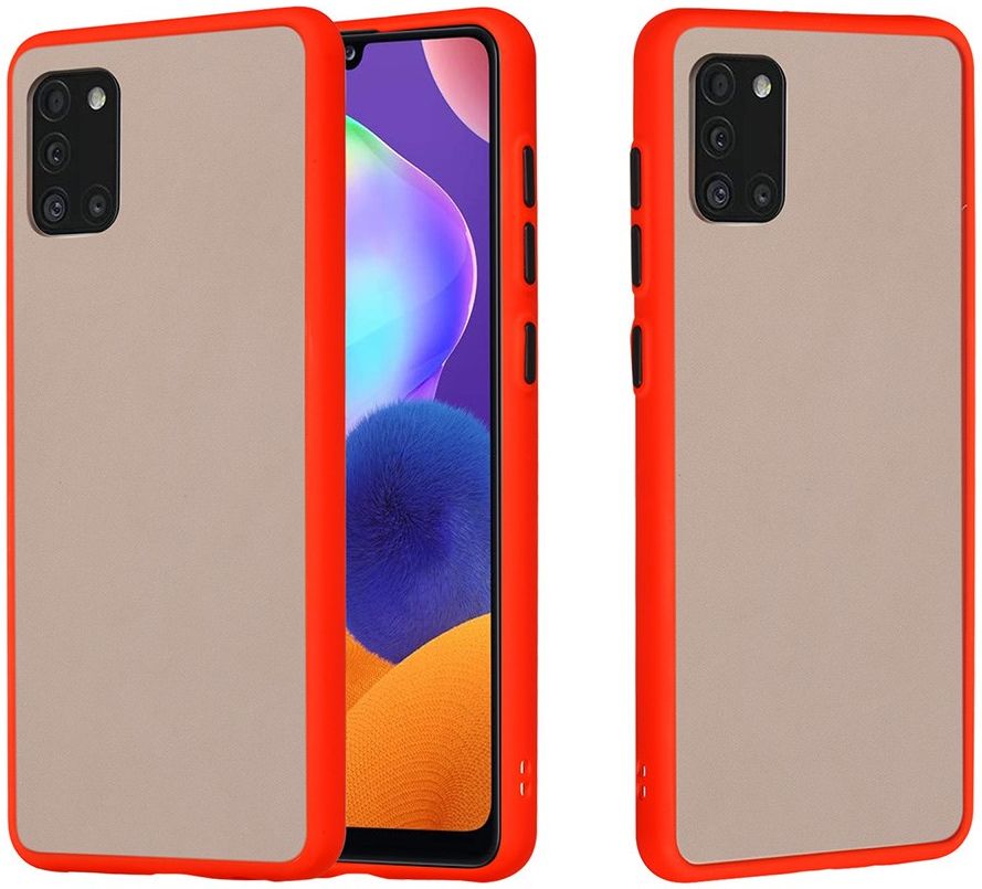 Samsung Galaxy A31 Hoesje Matte Back Cover met Bumper Rood afbeelding 4