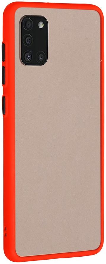 Samsung Galaxy A31 Hoesje Matte Back Cover met Bumper Rood afbeelding 2