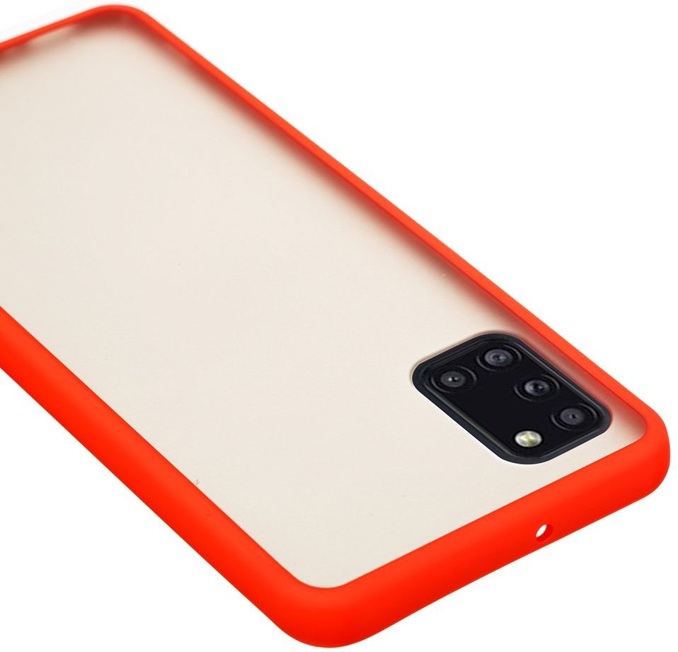 Samsung Galaxy A31 Hoesje Matte Back Cover met Bumper Rood | GSMpunt.nl