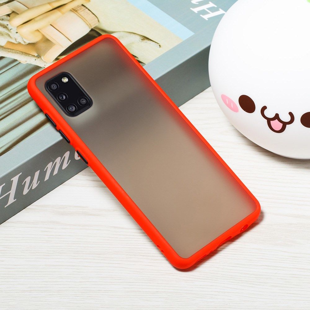 Samsung Galaxy A31 Hoesje Matte Back Cover met Bumper Rood afbeelding 3