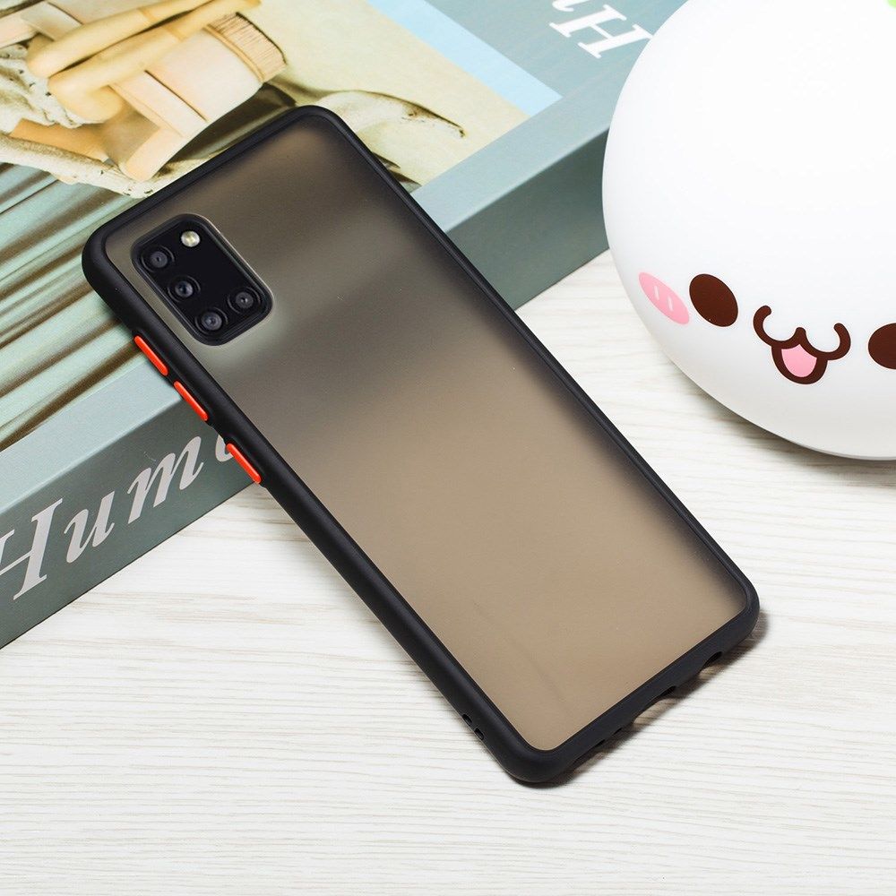 Samsung Galaxy A31 Hoesje Matte Back Cover met Bumper Zwart afbeelding 3
