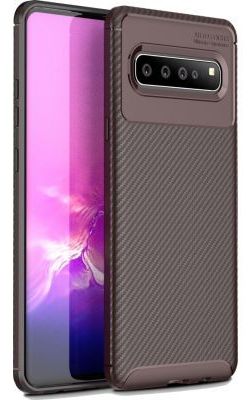 LG V60 ThinQ Hoesje Geborsteld Carbon Bruin afbeelding 1