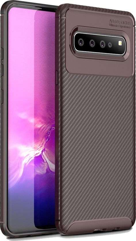 LG V60 ThinQ Hoesje Geborsteld Carbon Bruin afbeelding 3
