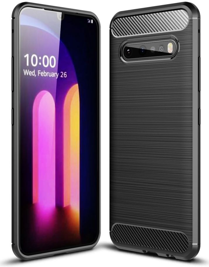 LG V60 ThinQ Geborsteld TPU Hoesje Zwart afbeelding 1