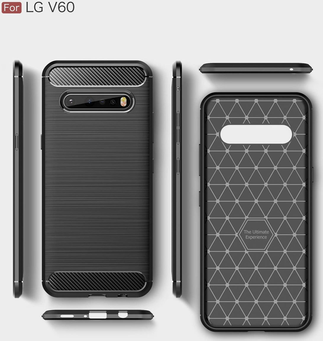 LG V60 ThinQ Geborsteld TPU Hoesje Zwart afbeelding 2
