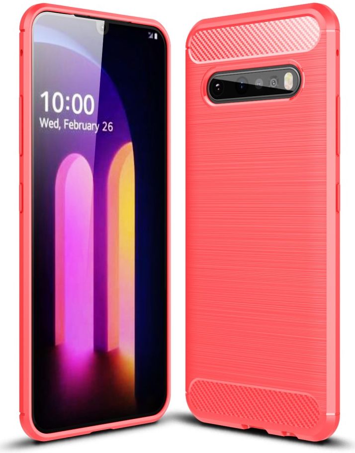 LG V60 ThinQ Geborsteld TPU Hoesje Rood afbeelding 1