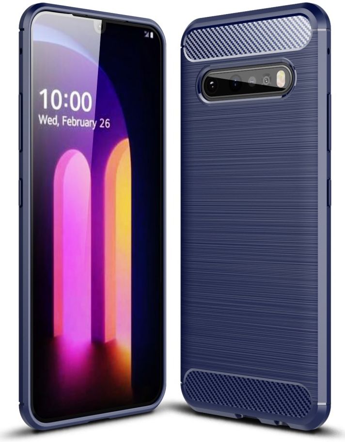 LG V60 ThinQ Geborsteld TPU Hoesje Blauw afbeelding 1