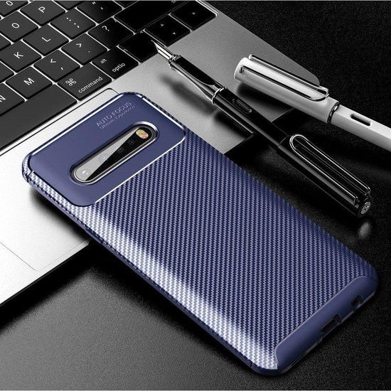 LG V60 ThinQ Geborsteld TPU Hoesje Blauw afbeelding 3