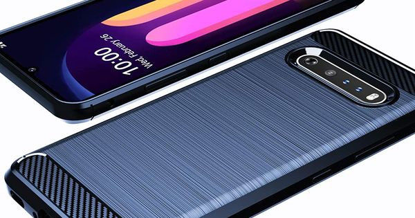 LG V60 ThinQ Geborsteld TPU Hoesje Blauw afbeelding 4