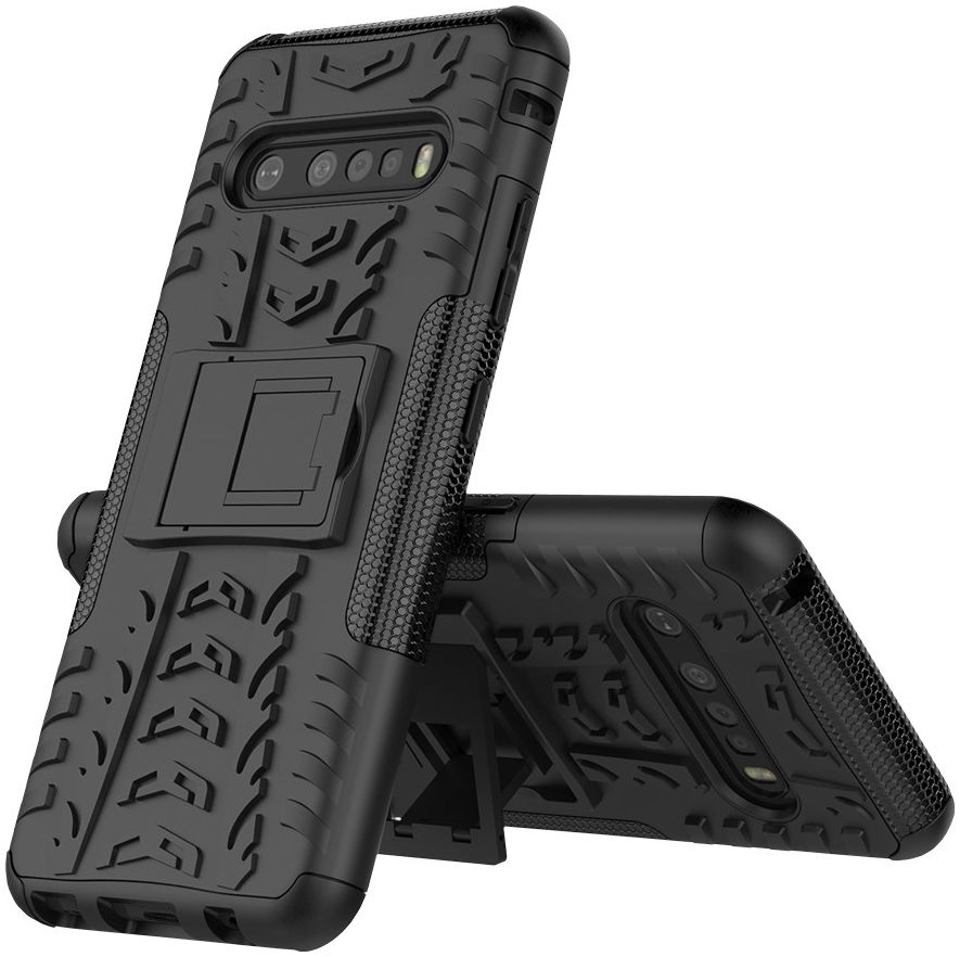 Robuust Hybride LG V60 ThinQ Hoesje Zwart afbeelding 4