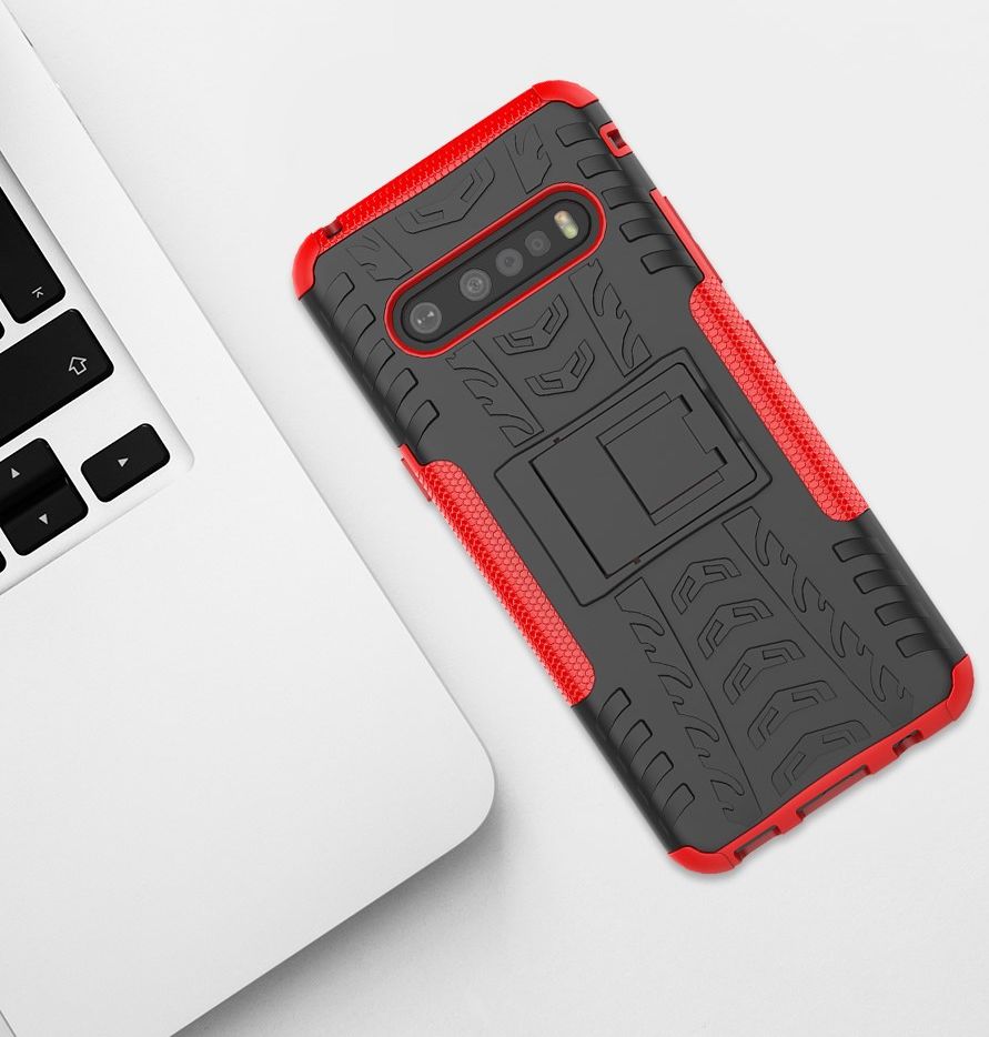 Robuust Hybride LG V60 ThinQ Hoesje Rood afbeelding 3