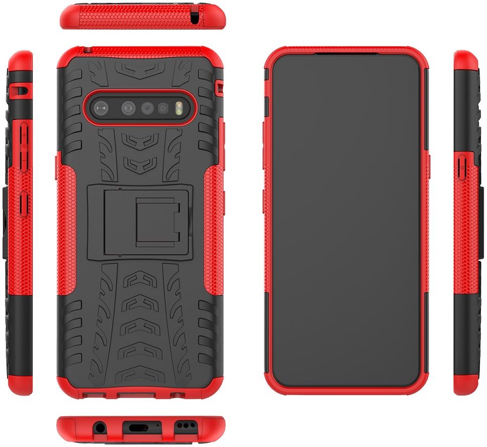 Robuust Hybride LG V60 ThinQ Hoesje Rood afbeelding 5